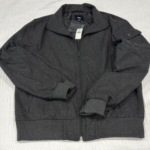 GAP Men’s  Charcoal Full-Zip Wool Blend Bomber Jacket